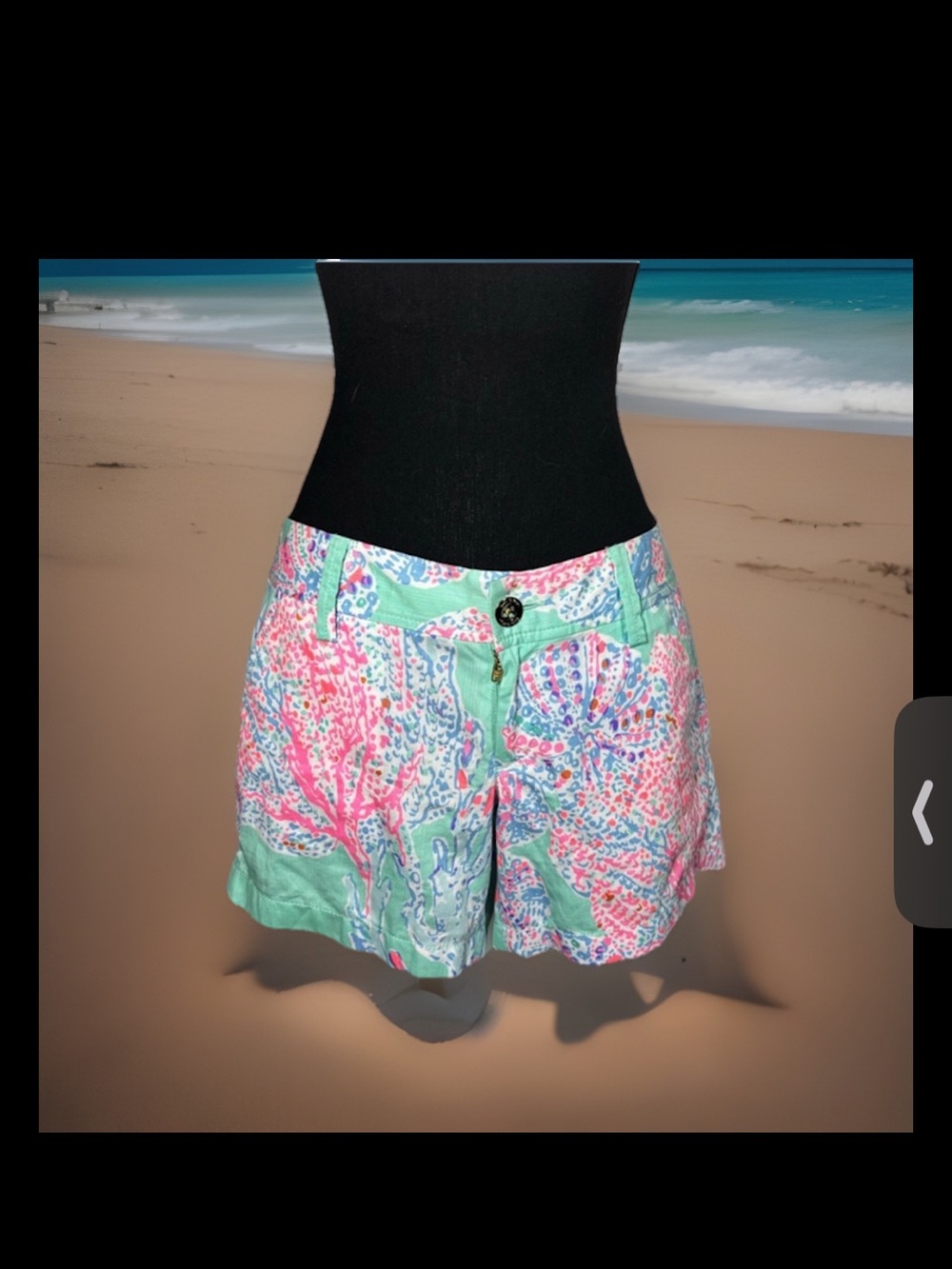 Lilly Pulitzer Mint Shorts with Pink Coral Print